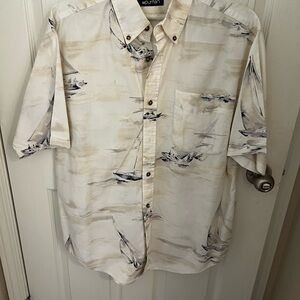 Puritan Men's Cream Sailing Print Shirt